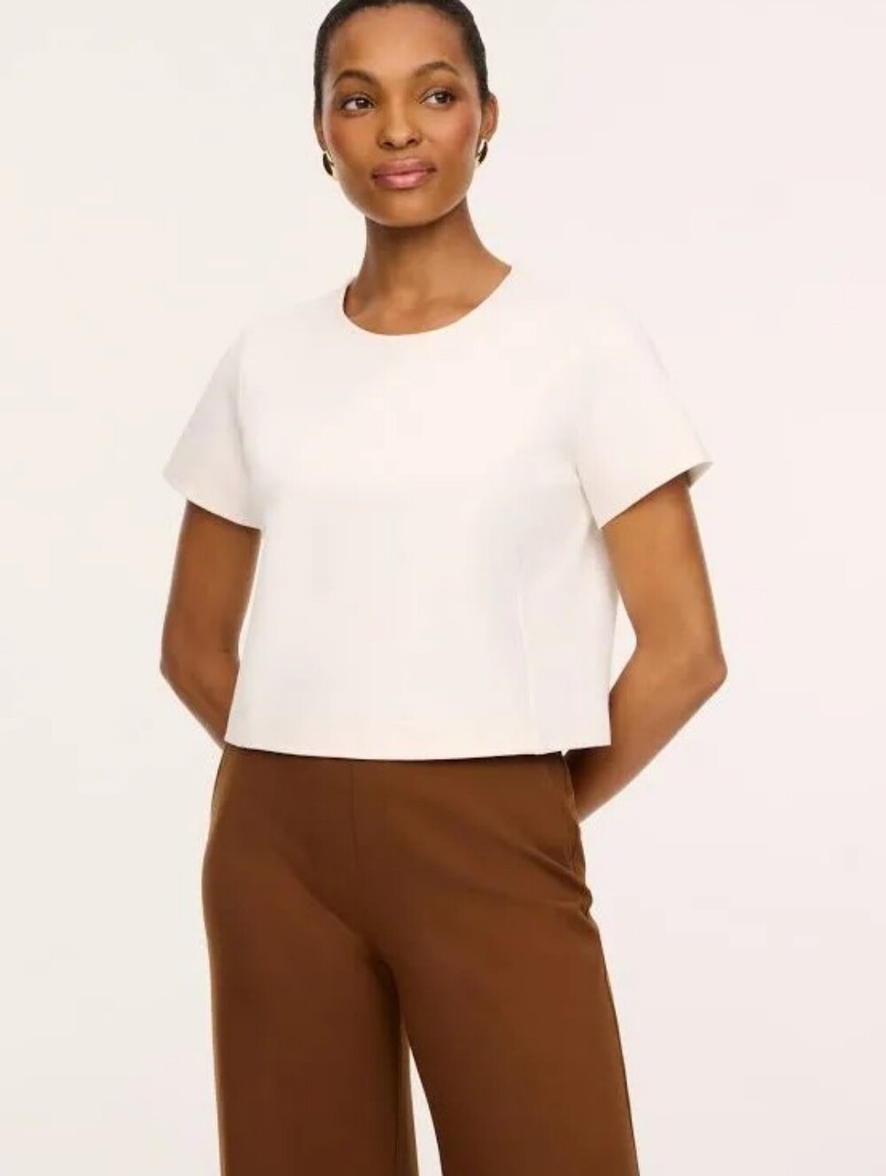 SPANX Ponte Crewneck Cropped Shot Sleeve T-Shirt Sz 2X